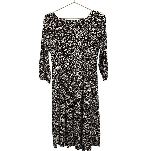 J. Jill Floral Print Button Front Square Neck Midi Dress Size XS - Picture 6 of 9